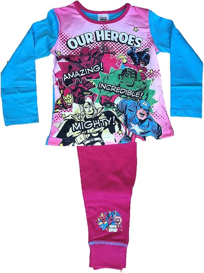 Pajamas Kids Official Girls Marvel Comics Superhero Pyjamas Amazon.co