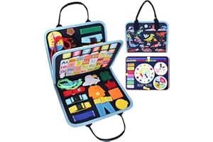 Supplim Busy Board Montessori Toy for Toddlers 1 2 3 4 5 Years Old - Educational Activity Sensory Board Preschool Learning Fine Motor Skills Toys, Toddler Travel Toy for Plane Car, Gift for Boys Girls