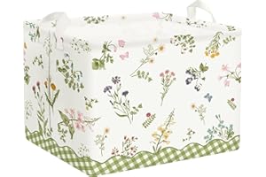 HUUMONSS Flower Baby Laundry Hamper with Handle Clothes Kids Storage Basket Collapsible Girls Gift Toy Box Bin for Nursery Room Bedroom, Butterfly, 36L