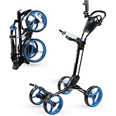 Qwik-Fold - 4-Wheel Golf Push Cart | Lightweight Build, Aluminum Alloy Frame, Foot Brake Control, Umbrella Holder Built In, Adjustable Handle Height