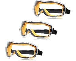 Amazon Basics Safety Goggle - 1QP158A3 Anti-Fog, Clear Lens and Elastic Headband, 3-Count