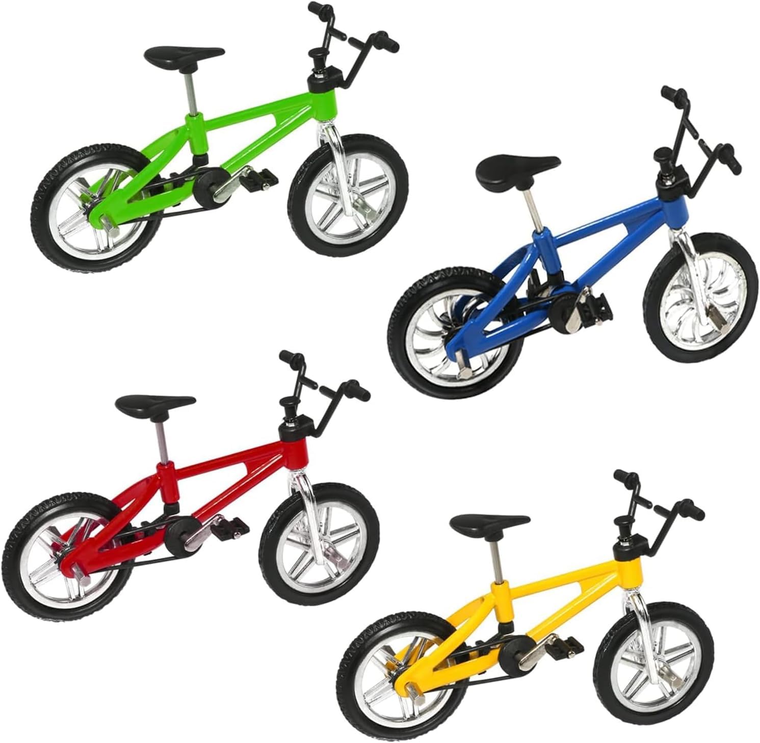 QyueQyat 4 Pcs Finger Bike, Finger Toy Bikes, Mini Bmx Simulation Finger Mountain Bike, Miniature Bicycle Model Collections Decoration, 4 Colors