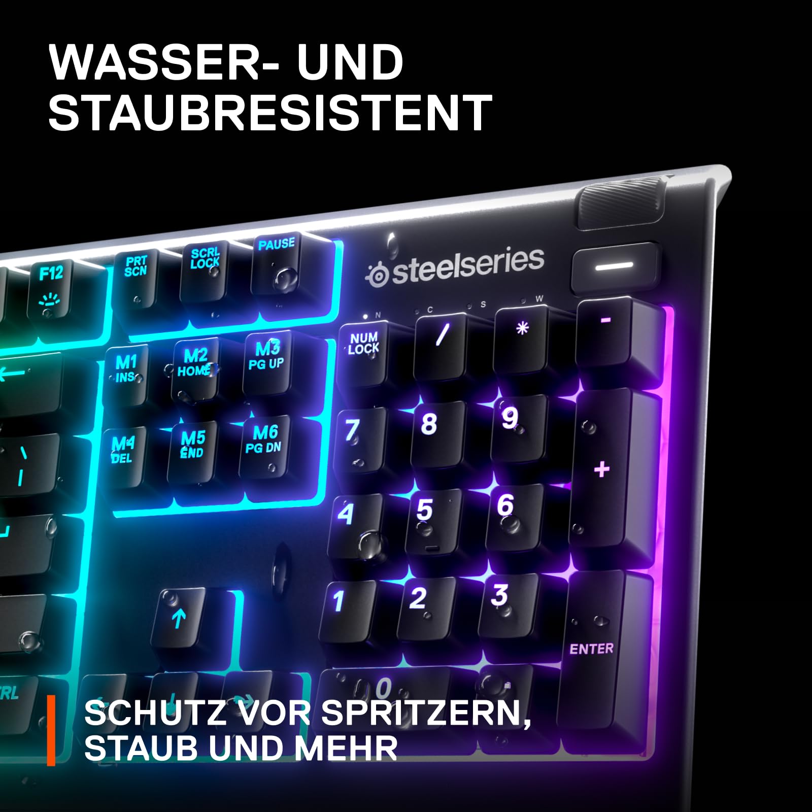 SteelSeries Apex 3 Gaming Tastatur - 10-Zonen RGB-Beleuchtung - Flüsterleise Gaming-Switches - Premium magnetische Handballenauflage - IP32 wassergeschützt - Deutsches (QWERTZ) Layout 5