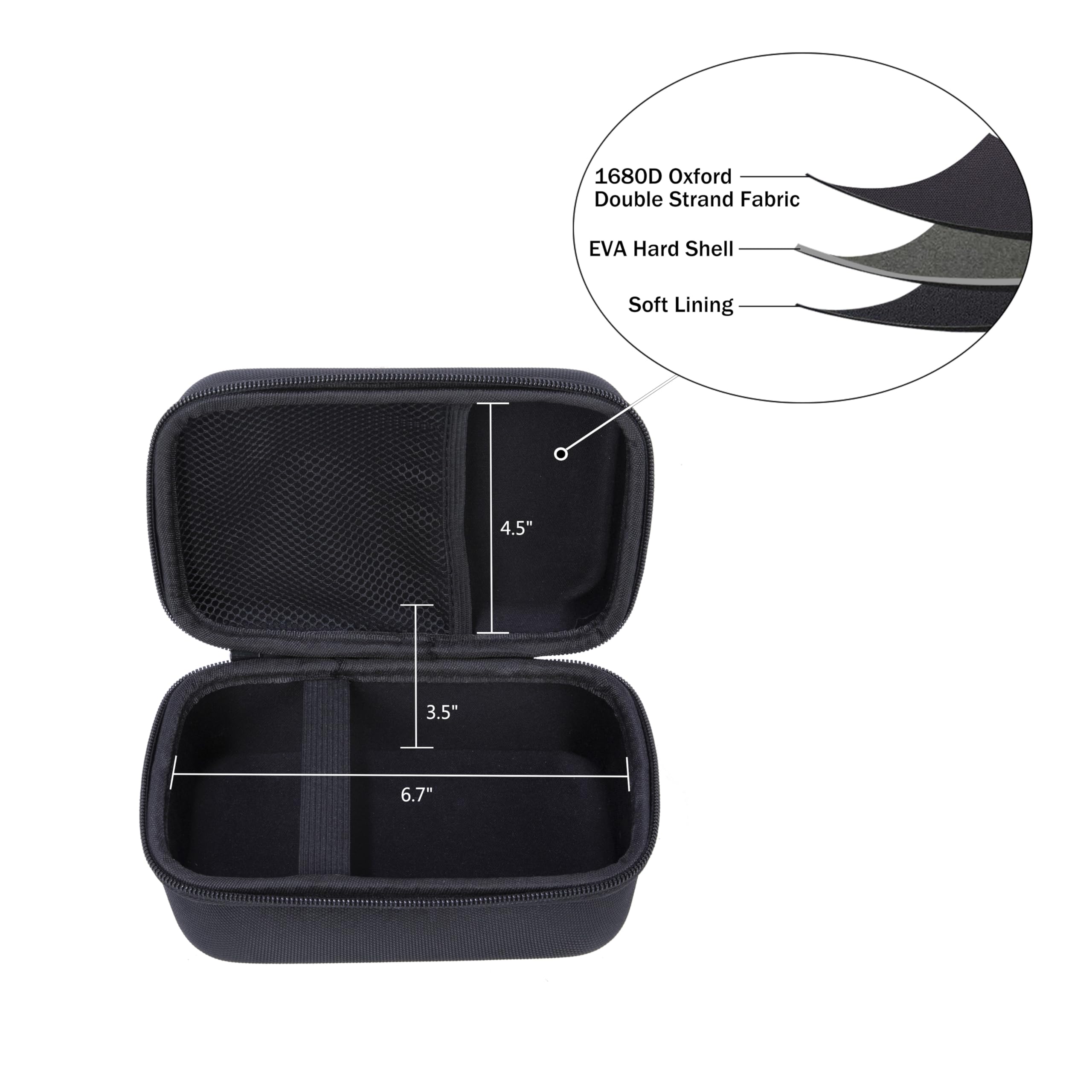 Ginsco Compact Hard Shell Case for Blood Pressure Monitor, Compatible with Omron Bronze/iHealth/Oklar, Portable Carrying Travel Case with Handle, Mesh Pocket for Cuff/Batteries/Charger (Black, M)