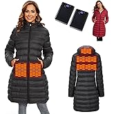 QTREE intelligence Heated Jacket for women with 2PCS 12000mAh Battery Pack,5 Heating Jackets with Hood