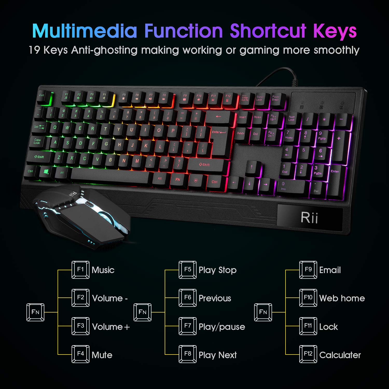 Mua Rii RK400 RGB Gaming Keyboard and Mouse Combo ,Wired Mechanical ...