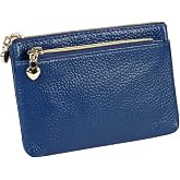 Cynure Women's Genuine Leather Coin Purse Zipper Pocket Size Pouch Change Wallet, Royal Blue