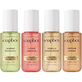 Soapbox Hair Perfume Variety 4 Pack | Leaves Hair Fresh, Smooth &amp; Scented - Long Lasting, Shine &amp; Flyaway Control - Alcohol Free Fragrance Finishing Mist - 3.4oz