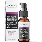 YEOUTH Anti Aging Serum for Face with Hyaluronic Acid, Ferulic Acid, Vitamin C and E, Hydrating Face Serum for Women and Men Targets Dull and Dry Skin 1oz