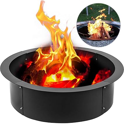 24 36 42 45 Inch Patio Round Fire Pit W Bbq Grill Liner Ring Heavy