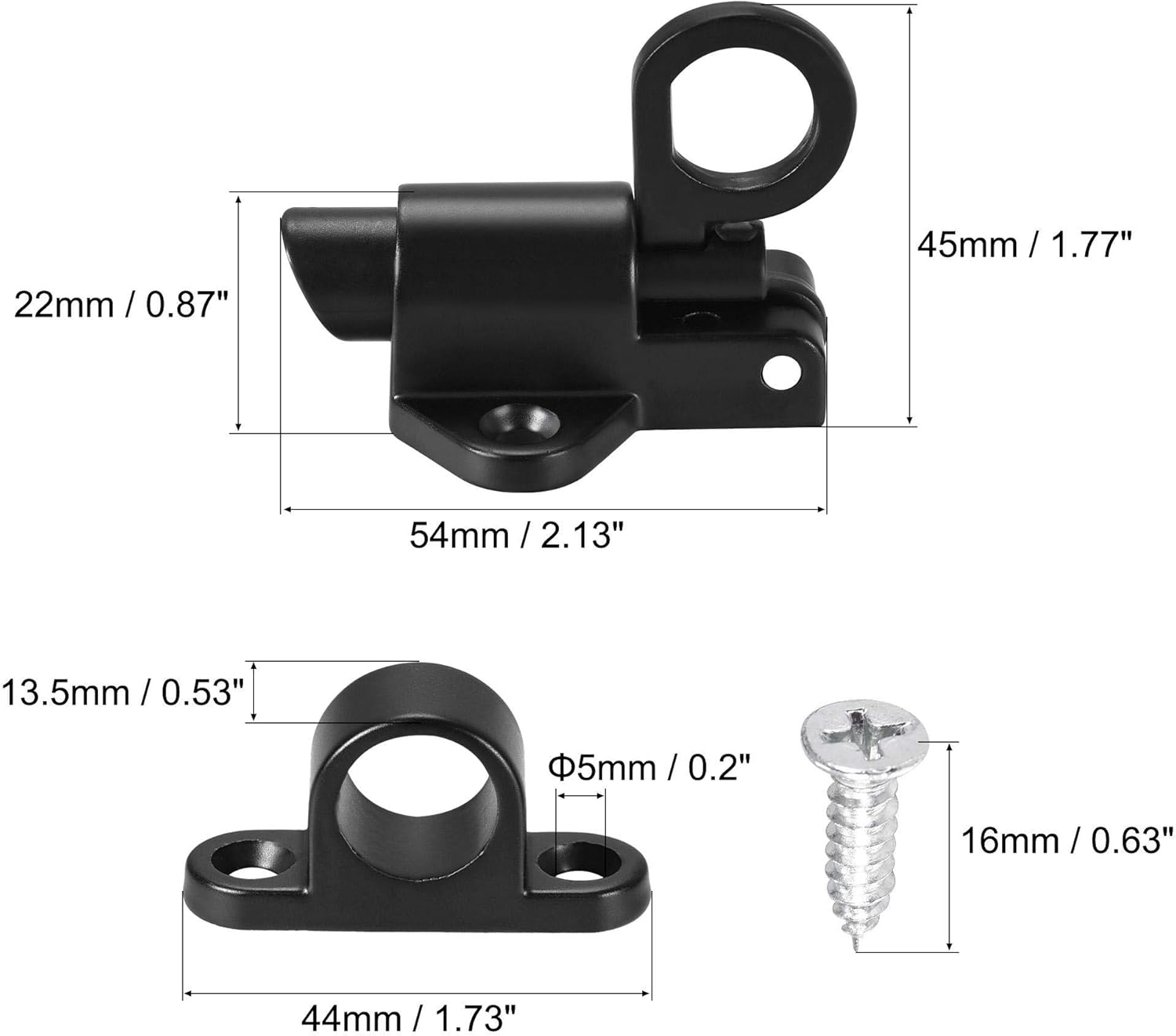 sourcing map Door Spring Bolt Aluminum Alloy Security Automatic Window Gate Latch Bounce Lock Black 2pcs - Image 3