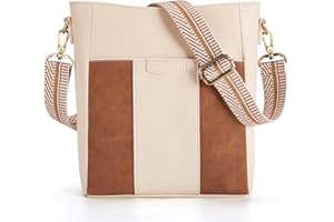 Missnine Crossbody Bags for Women Vegan Leather Crossbody Purse Fashion Shoulder Bucket Bag with Adjustable Guitar Strap