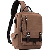 Leaper Retro Crossbody Bag Sling Bag Canvas Messenger Bag for Men Women Shoulder Bag Crossbody Handbags Satchel Travel Bag
