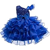 Miipat Girls Pageant Party Dress Ruffle Flower Kids Wedding Ball Gown Sequin Formal Princess Dress 4-9 Years
