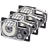 XR-9X4 Replace for Casio Label It Tape Clear 9mm 3/8'' XR-9X2S XR-9X Black Ink on Clear Label Maker Tape Comaptible Casio EZ Label Printer KL-120 KL-60 KL-100 KL-750 KL-750b KL-780 KL-7200, 3-Pack