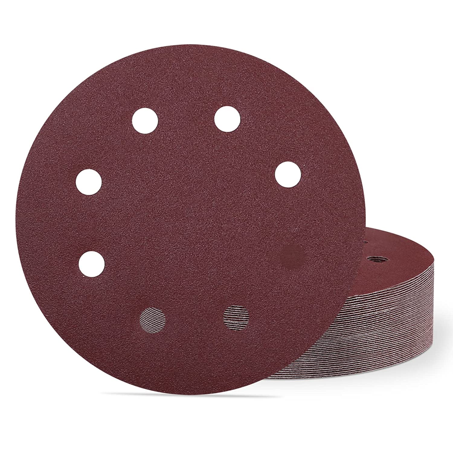40Pcs 180mm Hook & Loop Sanding Discs 180 Grit Sandpaper, 7 Inch 8 Holes Drywall Sander Pads Abrasive Pads for Wood, Metal & Plaster Sanding — image 1