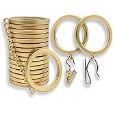 BlastHome® Luxury Curtain Rings – Premium Metal with Quiet, Smooth, Removable Nylon Inserts – Pinhooks and Clips Included – 1