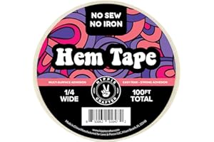 HIPPIE CRAFTER Double Sided Hem Tape No Sew No Iron Sewing Tape for Hemming Curtains Fabric Pants Dress Clothes and More Thin with Strong Adhesive Removable 1/4 Inch x 100FT