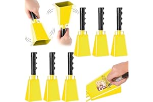 CZBRO 6 Pack Cowbells DIY Cow Bells Noise Makers 8 Inch Cow Bell with Handles, Cheering Bells for Sporting Event, Cheering Noise Makers for Football Games, Concert, School Graduation, Party (8“, Yellow)