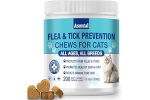 ASUMTAL Flea and Tick Prevention for Cats Chewable,Oral Kitten Cat Flea & Tick Control, Flea Pills Supplement with Vitamins Support Immune