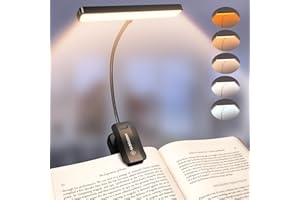Glocusent 26 LED Rechargeable Book Light, 1200 mAh Battery for 90 Hrs Reading Light, 5 Amber Colors & Stepless Dimming Book L