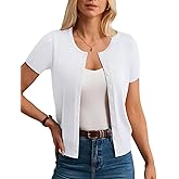 GRACE KARIN Short Sleeve Cardigans for Women, 2026 Summer Knitted Sweater Tops, Basic Crew Neck Crop Outfits