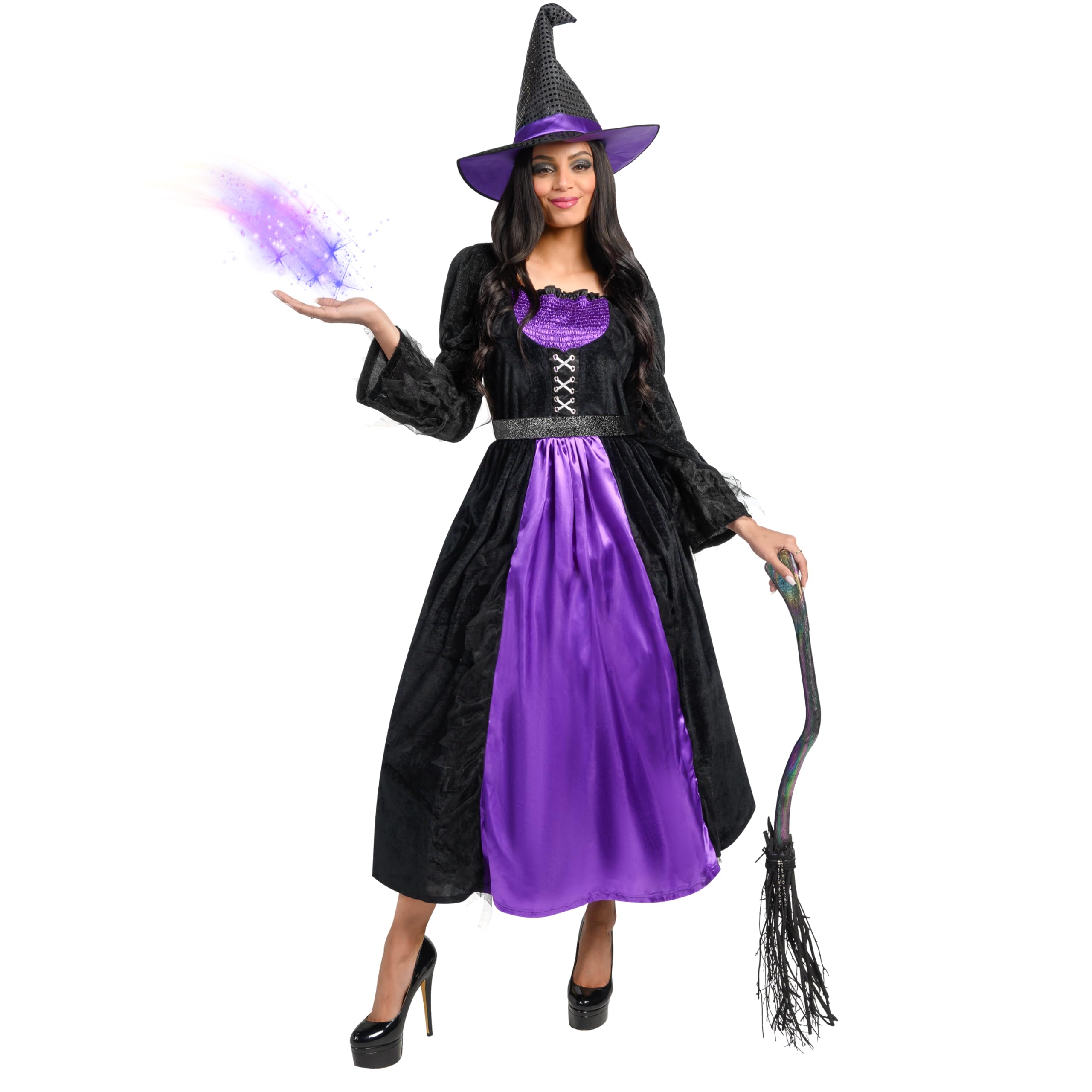 Photo 1 of Spooktacular Creations Witch Costume Outfit for women, Halloween Costume with Witch Dress Hat Witch Accessories for Cosplay