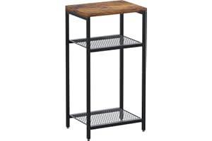 Yifeel Side Table, 3 Tier End Table with Storage, Tall Telephone Table, Night Stand for Small Spaces, Sturdy Metal Frame, Living Room, Bedroom, Rustic Brown and Black JET001NSR1