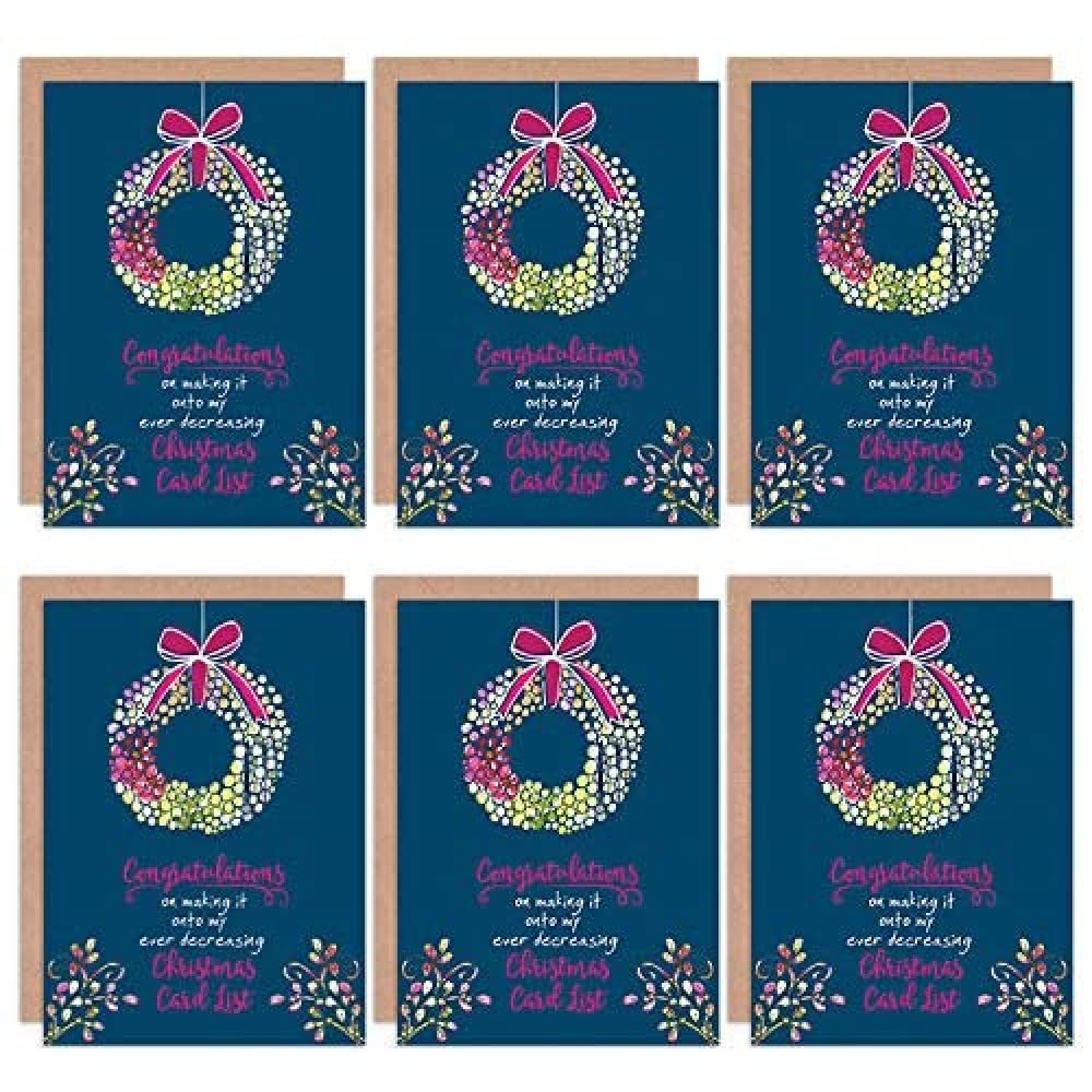 Wee Blue Coo Christmas Cards x6 Funny Sarcastic Christmas List Humour Set Xmas