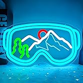 Ski Goggles Neon Sign Ski Decor Led Ski Signs Ski Party Decorations Skiing Wall Art Snowy Mountain Neon Sign for Wall Decor Neon Light Up Sign for Skier Home Living Room Bedroom Cafe Bar Man Cave