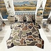 Erosebridal Deer Bear 7 Piece Bedding Set Full Camo Comforter Set with Sheets Hound Turkey Wolf Army Print Bed in a Bag Brown Farmhouse Camouflage for Kids Boys Girls