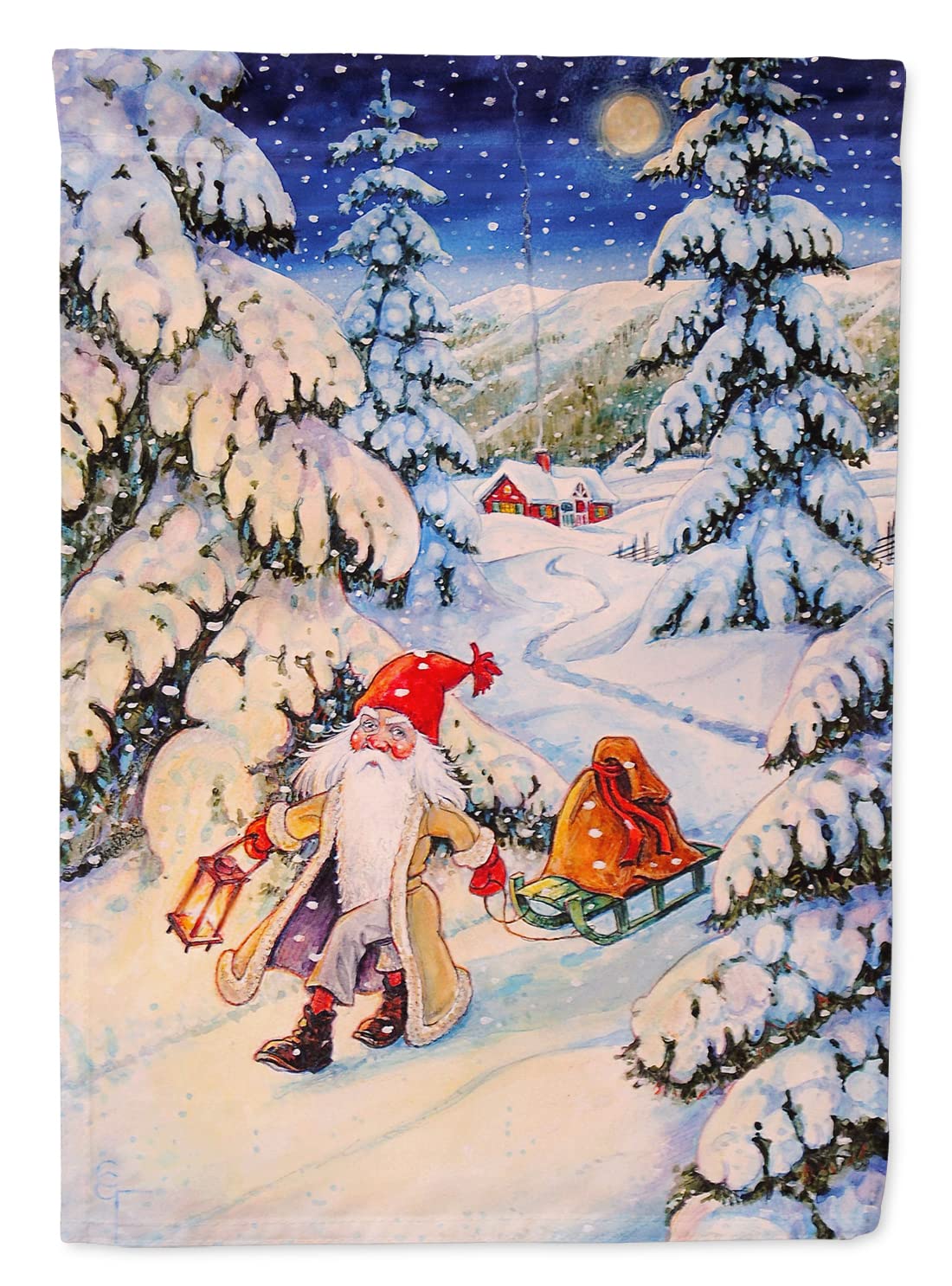 Caroline's Treasures ACG0144GF Christmas Gnome pulling a sled Garden Flag, Small, Multicolor