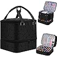 FCQQYWZ Nail Polish Organizer Case - Holds 42+ Bottles (15ml/0.5 fl.oz) and 1 Nail Lamp, Upgraded Double-layer Nail Polish Carrying Case Nail Polish Storage Bag with Handles (Black)