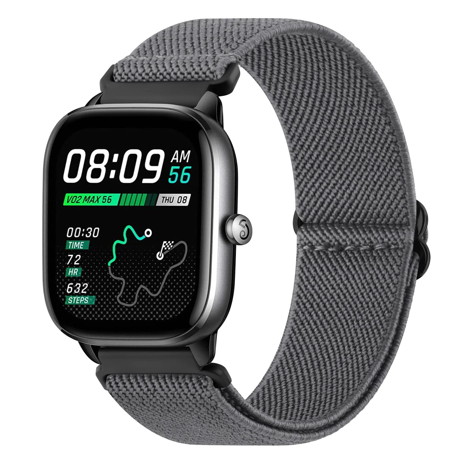Amzpas Strap compatible for Amazfit GTS 2 mini Strap/GTS 4 / GTS 4 Mini/GTS 3 / GTS 2 / GTS 2e, 20mm Elastic Nylon Loop Stretchable Replacement for Bip/Bip U/Bip U Pro/Bip 3/ Bip 3 Pro (Deep grey)