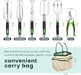 Green Haven 11-Piece Garden Tools Set with Storage Bag – Stainless Steel Hand view 3