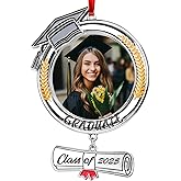 COCHIE Metal Class of 2025 Picture Frame Ornaments for Tree Stocking Decorations, Personalized Xmas Graduation Photo Frame Ornament Keepsake, Christmas Graduate Gifts Ideas