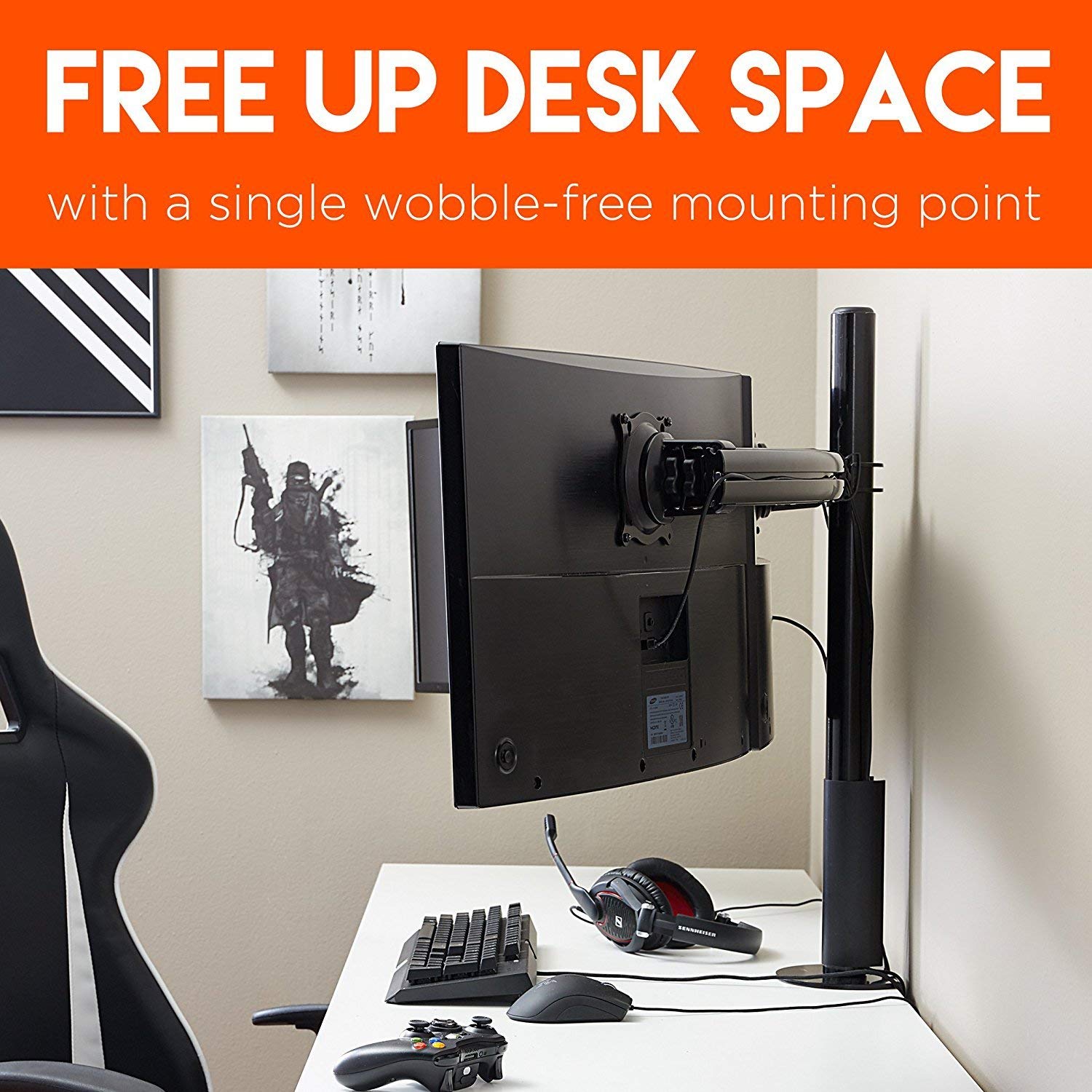 ECHOGEAR Triple Monitor Desk Mount Stand for 3 Screens Up to 27