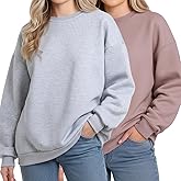 Chicingyou 2 Pack Women Oversized Crewneck Sweatshirts Fleece Pullover Sweater Winter Fall Fashion Clothes 2026