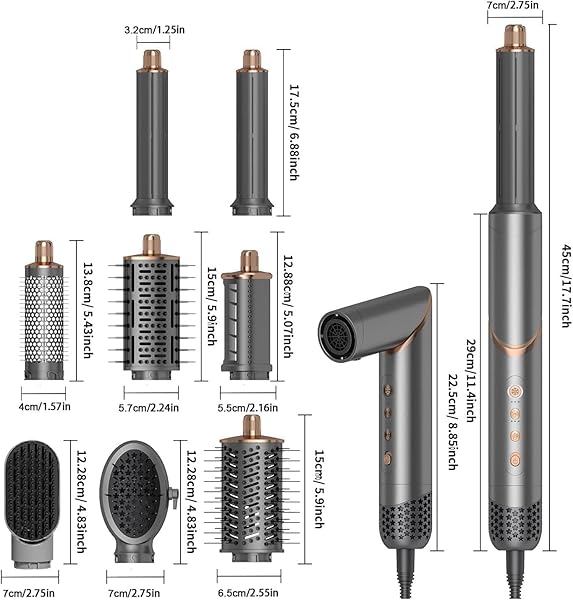8 IN 1 HAIR STYLER & AIR DRYER WRAP CURLER, HIGH-SPEED NEGATIVE IONIC FOLDABLE HAIR TOOLS FAST DRYING, MULTI PROFESSIONAL HOT AIR STYLER FOR CURLING VOLUMIZING STRAIGHTENING STYLING (GRAY)