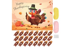 ROSCID Thanksgiving Games Pin the Tail on the Turkey 24 Tail Stickers Fall Party Activities Family School Friendsgiving Party Favors Autumn Decorations Holiday Birthday Bridal with 2 Blindfolds Travel Trip