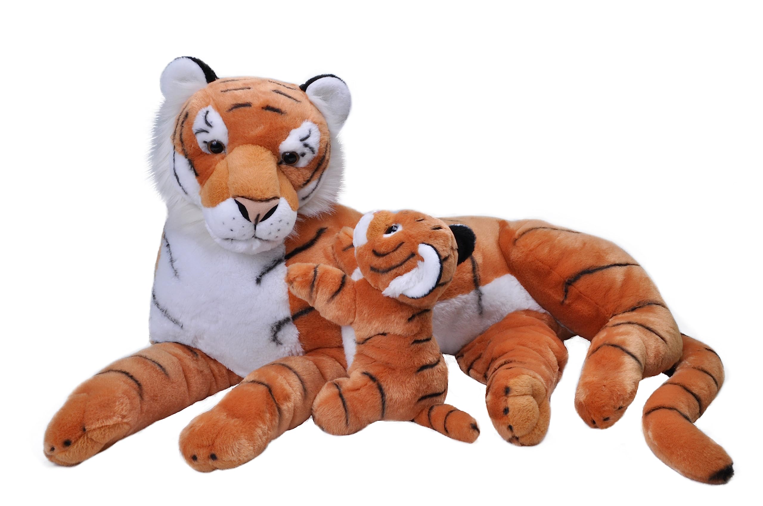 Wild Republic Jumbo Mom and Baby Tiger, Stuffed Animal, 30 Inches, Gift for Kids, Plush Toy, Fill is Spun Recycled Water Bottles