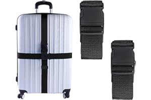 GOODCUBE 2 Pack Luggage Straps, Adjustable Suitcase Belts for Travel Accessories (Black)