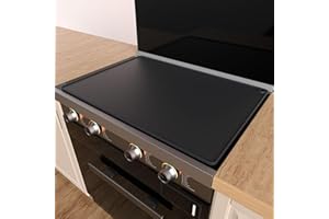 Iycnkok Electric Stove Top Cover Silicone - Stovetop Cooktop Oven Burner Mat for Glass Gas RV Induction Countertop Protector Dish Drying Mats- Black 28" x 20"