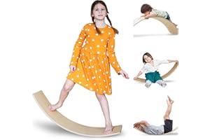 OUTREE Balance Board Kids, Wooden Wobble Balance Board for Toddler with Smooth Edges, Yoga Wooden Rocker Board Indoor, Open-Ended Learning Toys Both for Kids and Adult