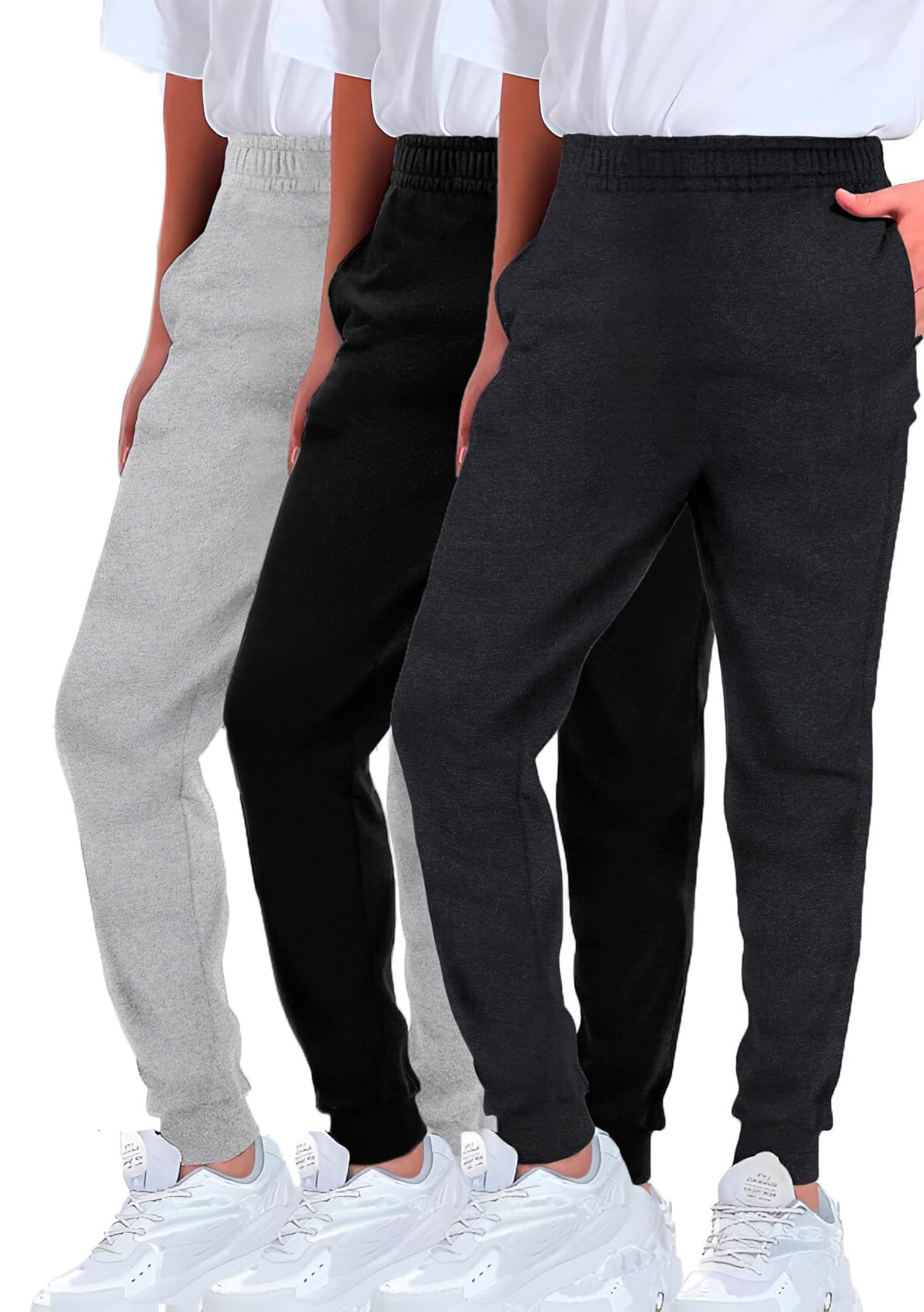 Ultra Performance 3 Pack Boys Sweatpants Kids Clothes Active Soft Fleece Joggers for Boys Size 4-20