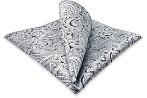 S&W SHLAX&WING Mens Pocket Square Paisley White Black Elegant Large Party Woven