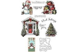 Christmas Tree Door Snowman Stamps and Cutting Dies for Card Making DIY Transparent Silicone Clear Stamp and Metal Die Cuts S
