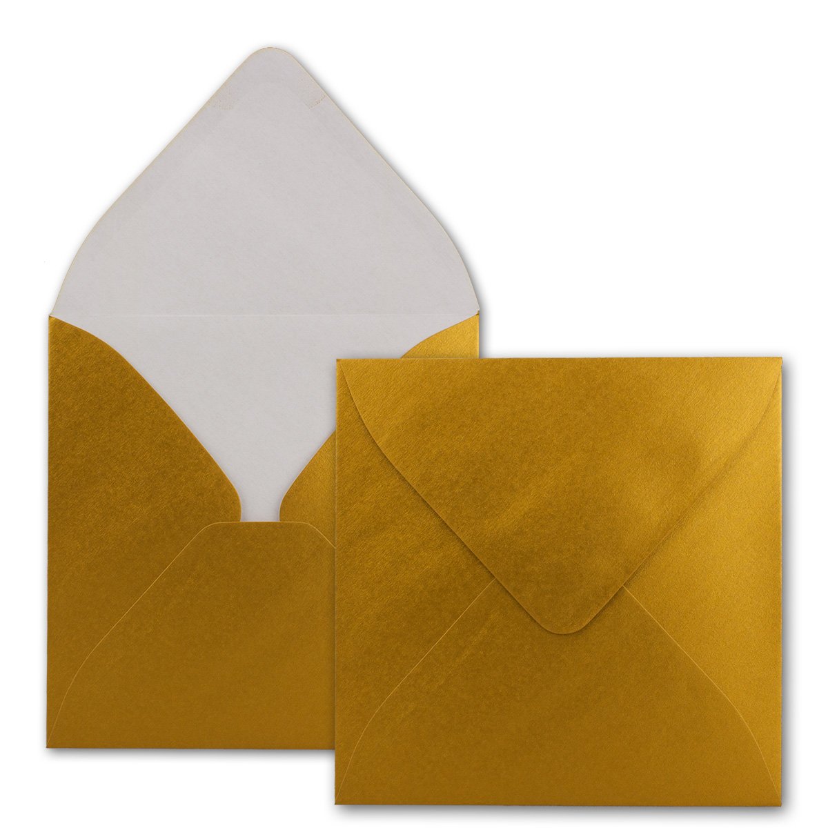 FarbenFroh by GUSTAV NEUSER 50x square envelopes in gold metallic - 15.5 x 15.5 cm - without window, with wet glue - 110 g/m² - for invitation cards for weddings, birthdays and more - FarbenFroh