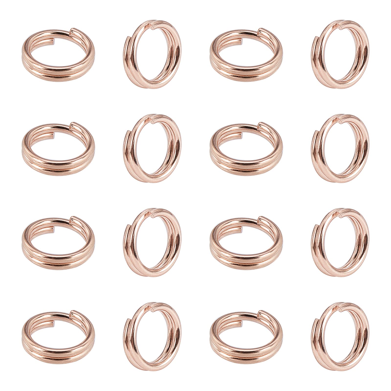 UNICRAFTALE 60pcs Rose Gold Split Rings Keychain Clasp Findings Smooth Surface Hoop Stainless Steel Split Key Rings for Home Car Keys Organization Making, 5x1mm