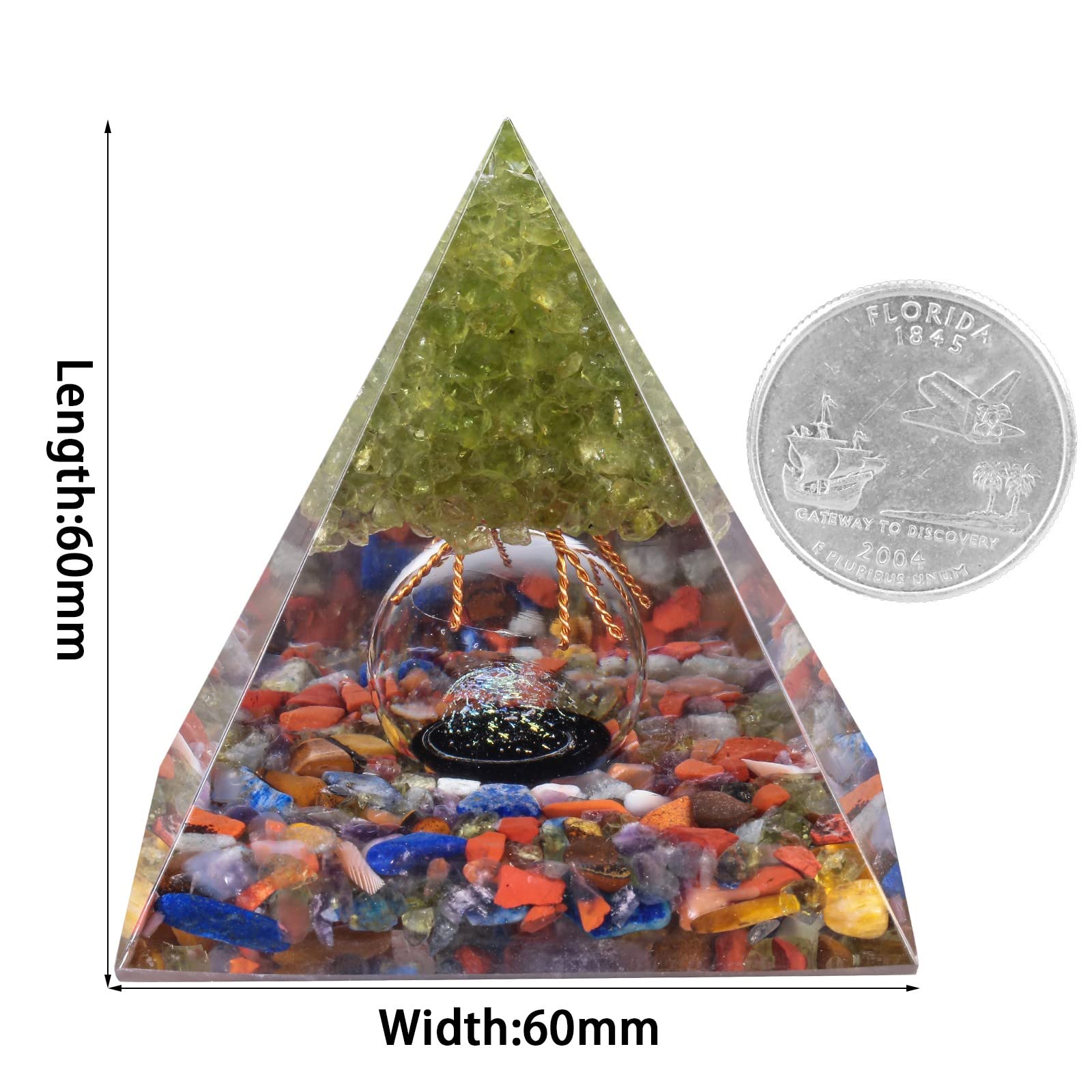 mookaitedecor Peridot Tree of Life Orgone Pyramid